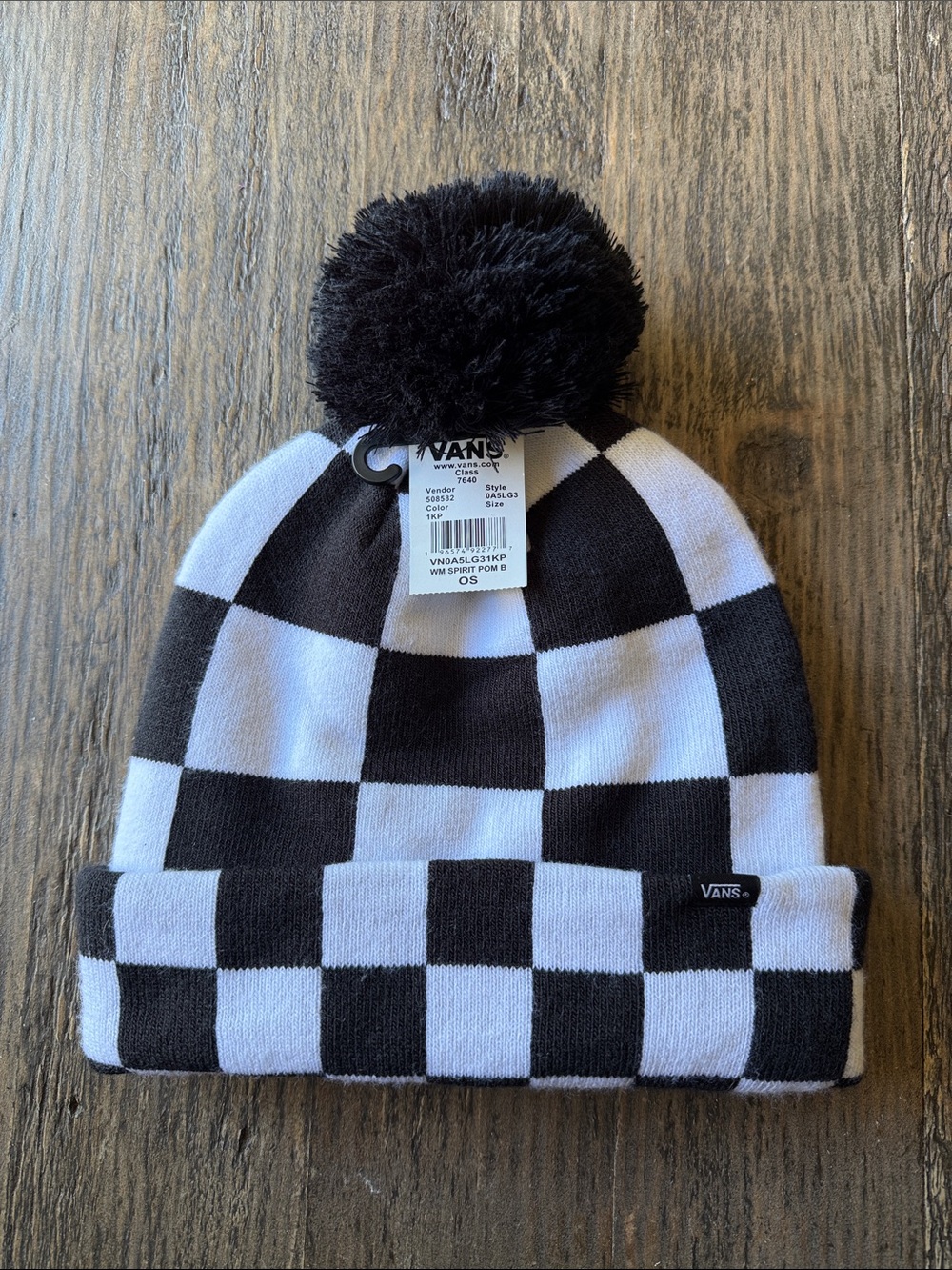 Vans Checkered Pom Beanie - Black & White